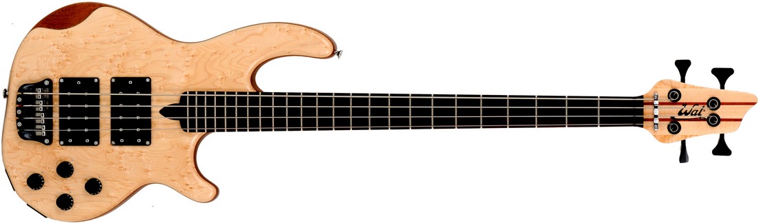 Mk3 with birdseye maple facings, an ebony fingerboard (no face dots) and black tuners.