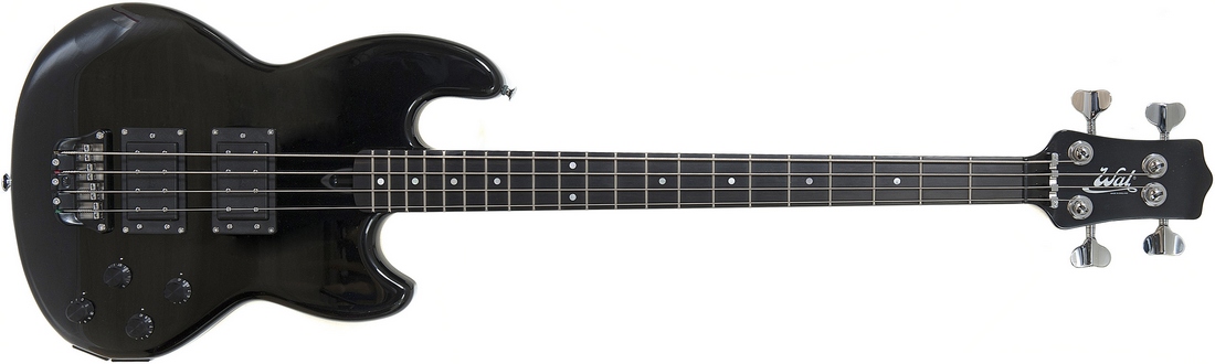 Mk1 with gloss black body and neck finish and an ebony fingerboard.