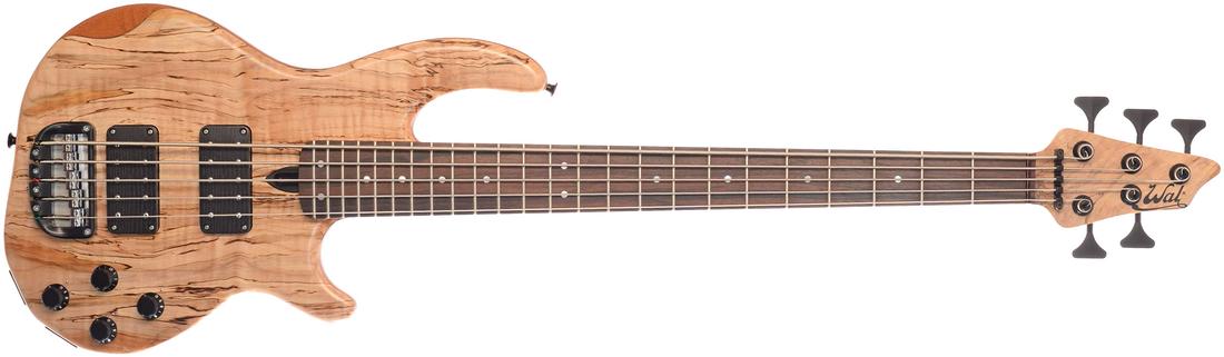 5-string Mk3 with spalted maple facings, a macassar ebony fingerboard and black tuners & retainer.