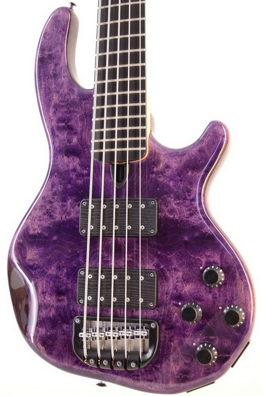 5-string Mk3 with gloss trans. purple finish and a fretted ebony fingerboard.