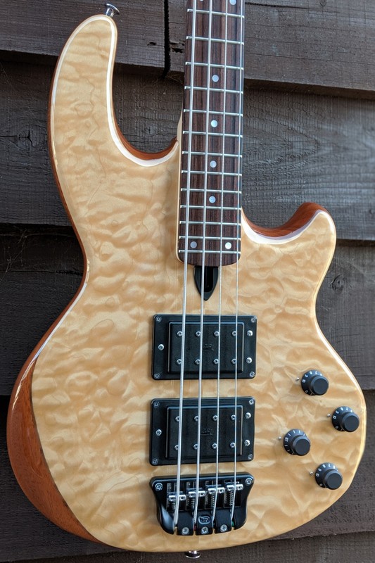 Mk2 with quilted maple facings and a clear gloss finish.