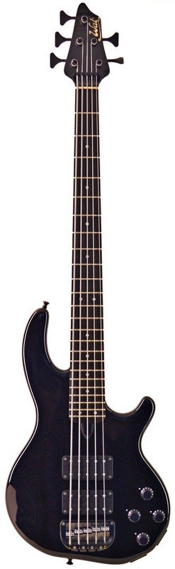 5-string Mk3 with gloss black body and neck, an ebony fingerboard and black tuners & retainer.