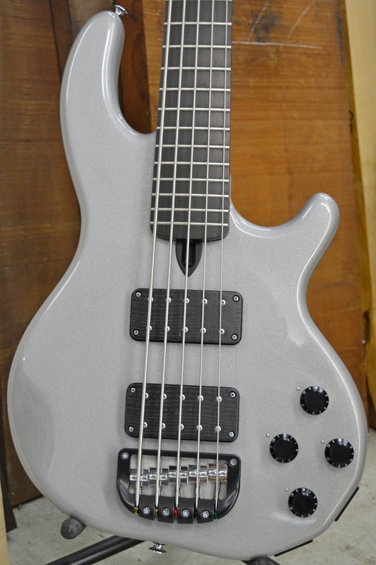 5-string Mk3 with metallic silver gloss finish and a fretted ebony fingerboard.